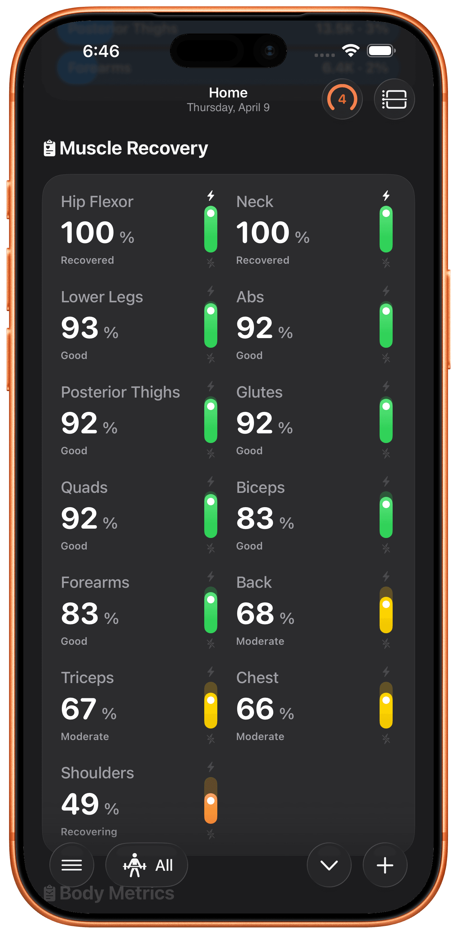 Real-Time Muscle Recovery.