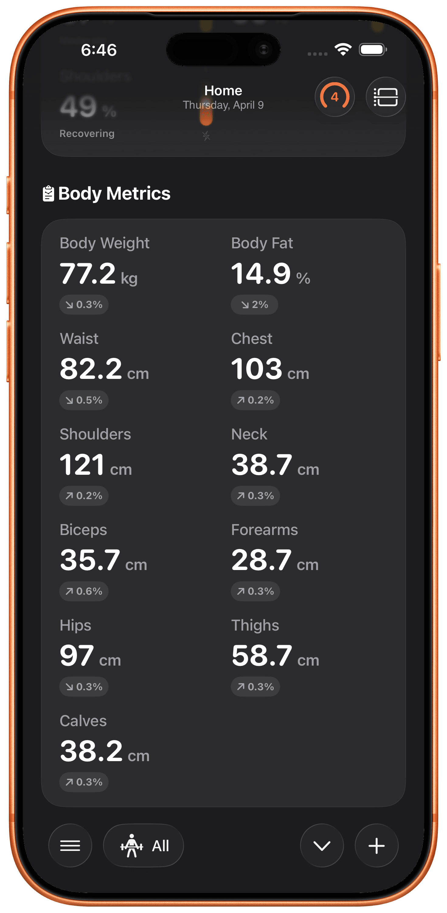 Track Body Metrics.
